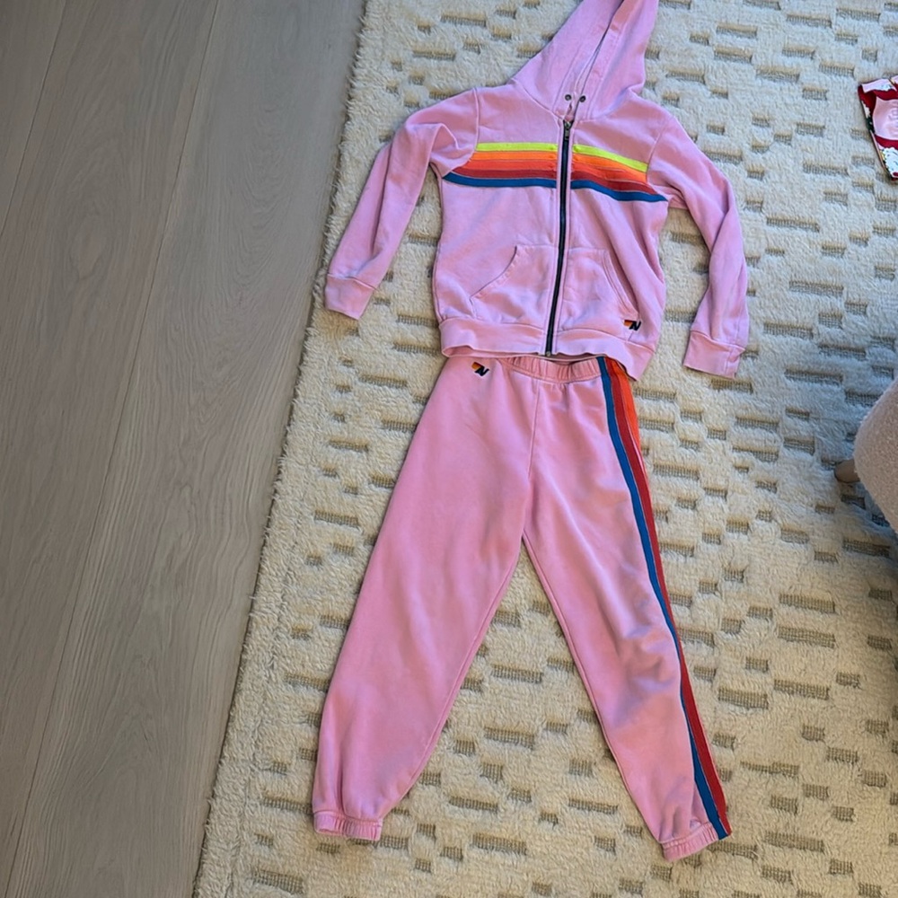 Girls aviator nation pink sweatsuit - good condition